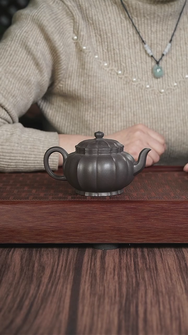 【闪购商品】紫砂茶壶筋纹器 天青菱花宫灯