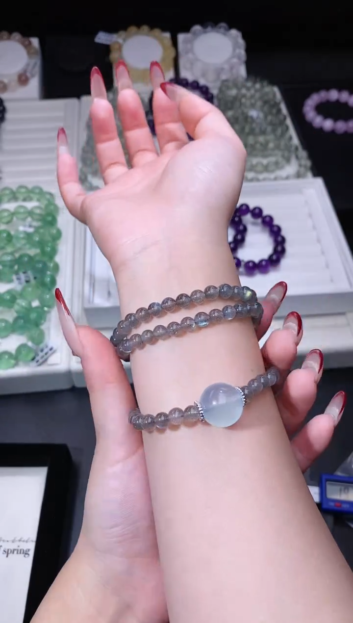 【闪购商品】长石手链未镶嵌115.62灰月光手串 多样性发其一