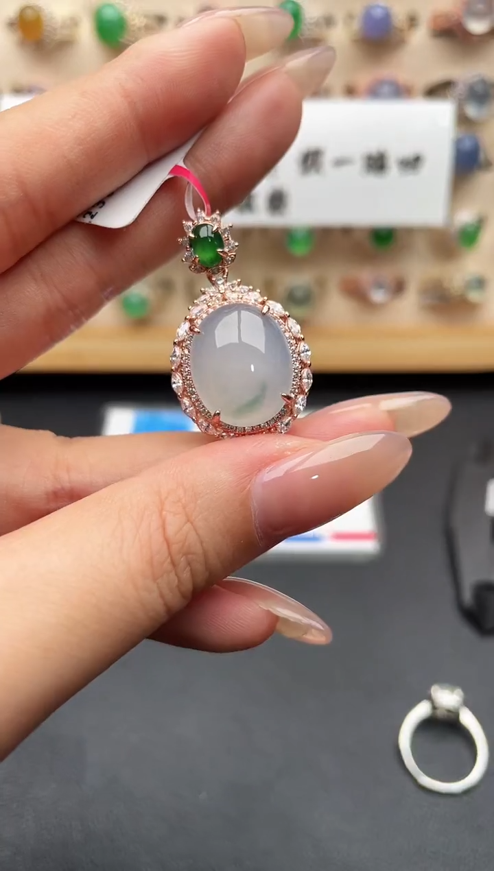 吊坠(不含链)银S925镶嵌翡翠一物一证一礼盒