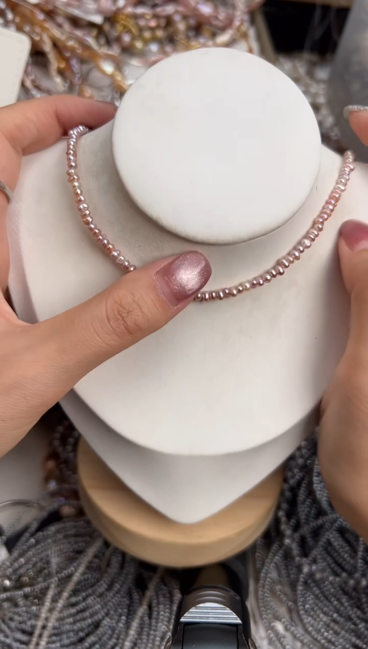 未镶嵌1淡水珍珠粉紫色*强光珍珠无核克旭*3/4，mm多样性发一