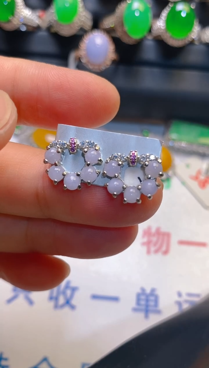 翡翠银S925镶嵌耳饰天然A货翡翠1