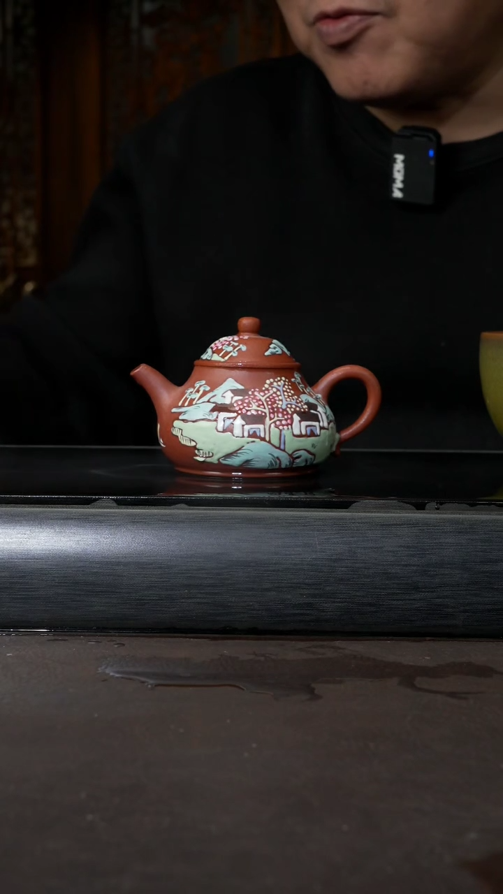 【闪购商品】紫砂茶壶朱泥 珐琅点彩 潘壶 130cc 034