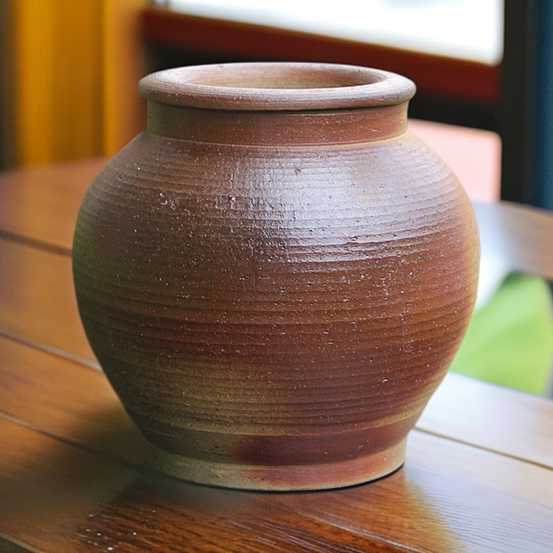 纯手工柴烧土陶茶叶罐醒茶小号裸烧无釉自然落灰储茶罐腾冲火山泥