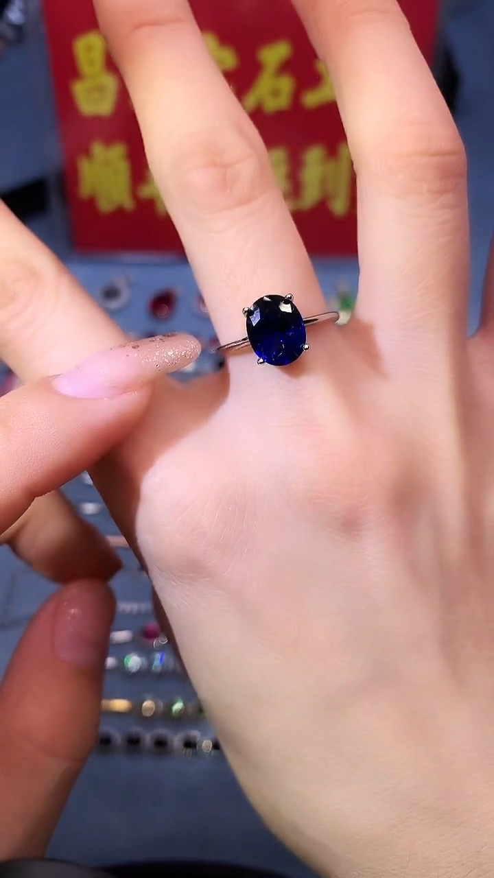 【闪购商品】蓝宝石戒指银S925镶嵌111111