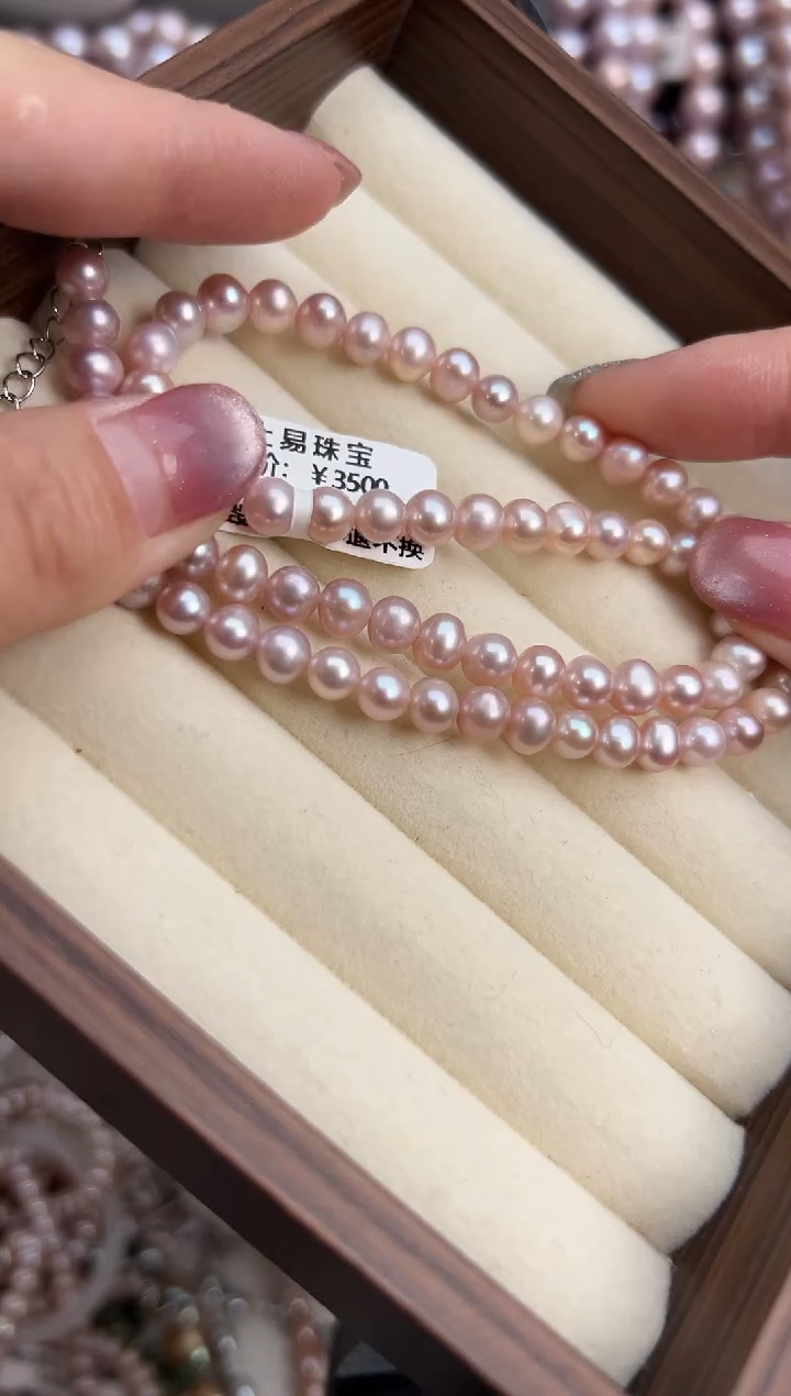 未镶嵌59淡水珍珠无核*强光珍珠项链6mm左右