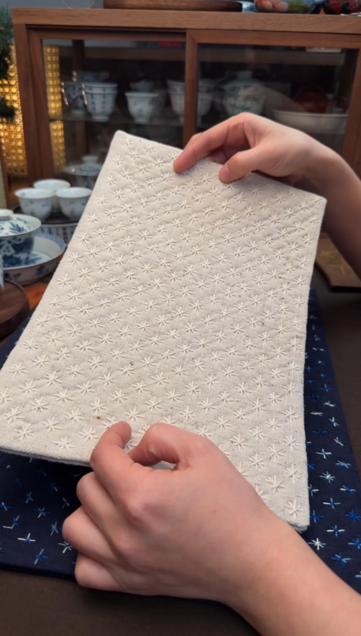 【闪购商品】织绣Cici手作刺子绣植物染柿染茶席-292