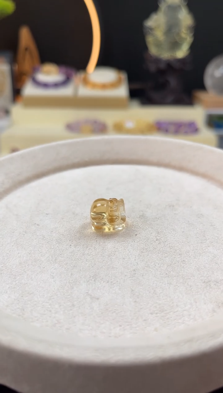 未镶嵌手串黄晶咖*屋天然黄水晶貔貅单珠10mm+