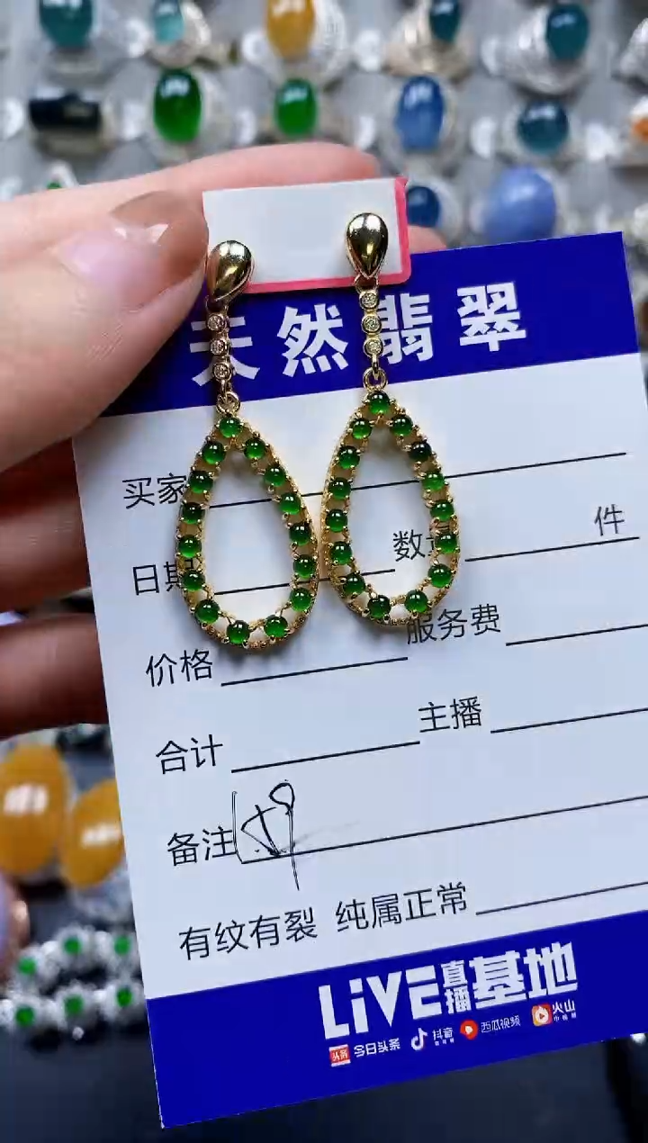 【闪购商品】翡翠耳饰银S925镶嵌0159