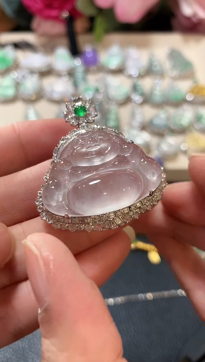 吊坠(不含链)18K金镶嵌翡翠n57  