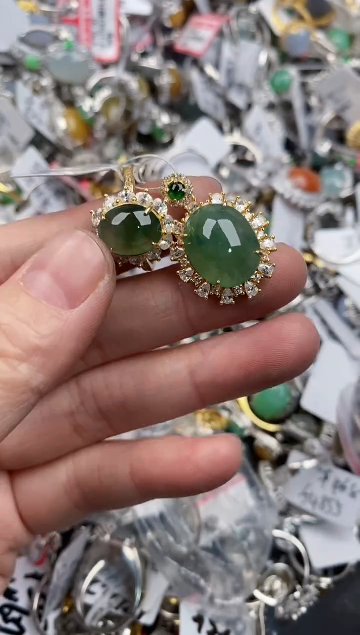 银S925镶嵌戒指翡翠12   1