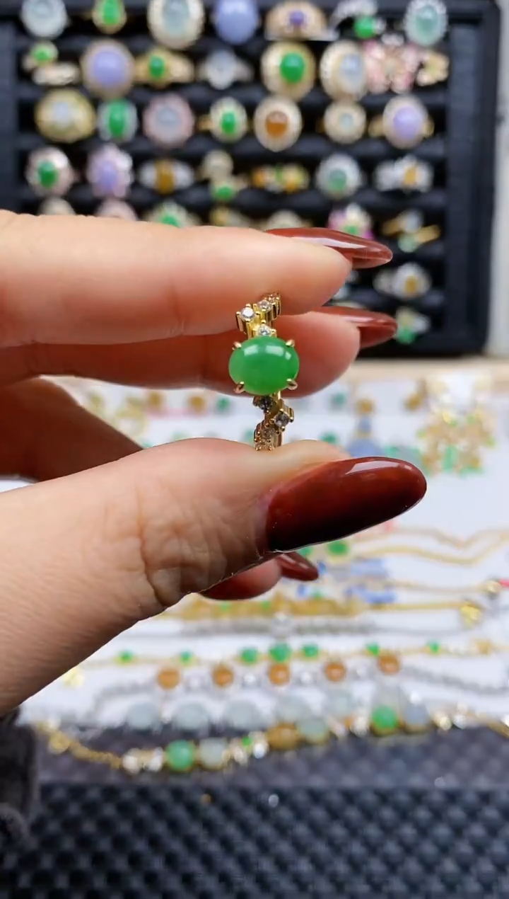 银S925镶嵌戒指翡翠183