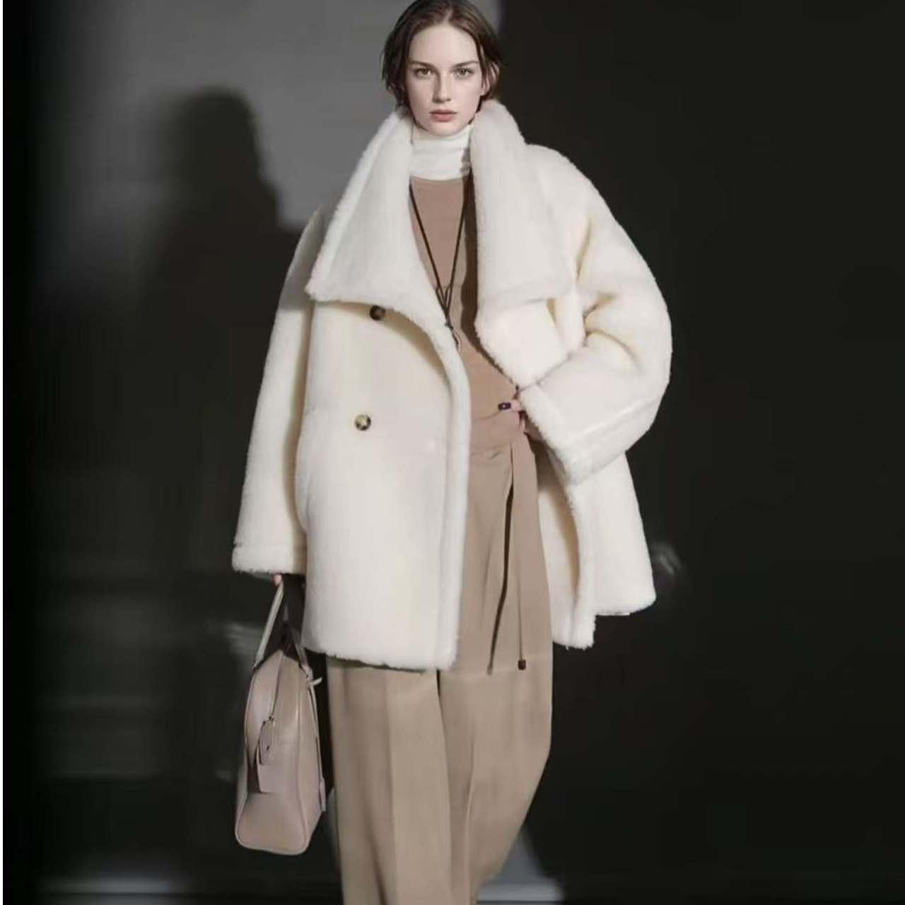 【马海毛大衣孤品】时尚中长款呢子大衣