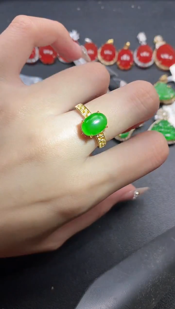 银S925镶嵌戒指翡翠51511