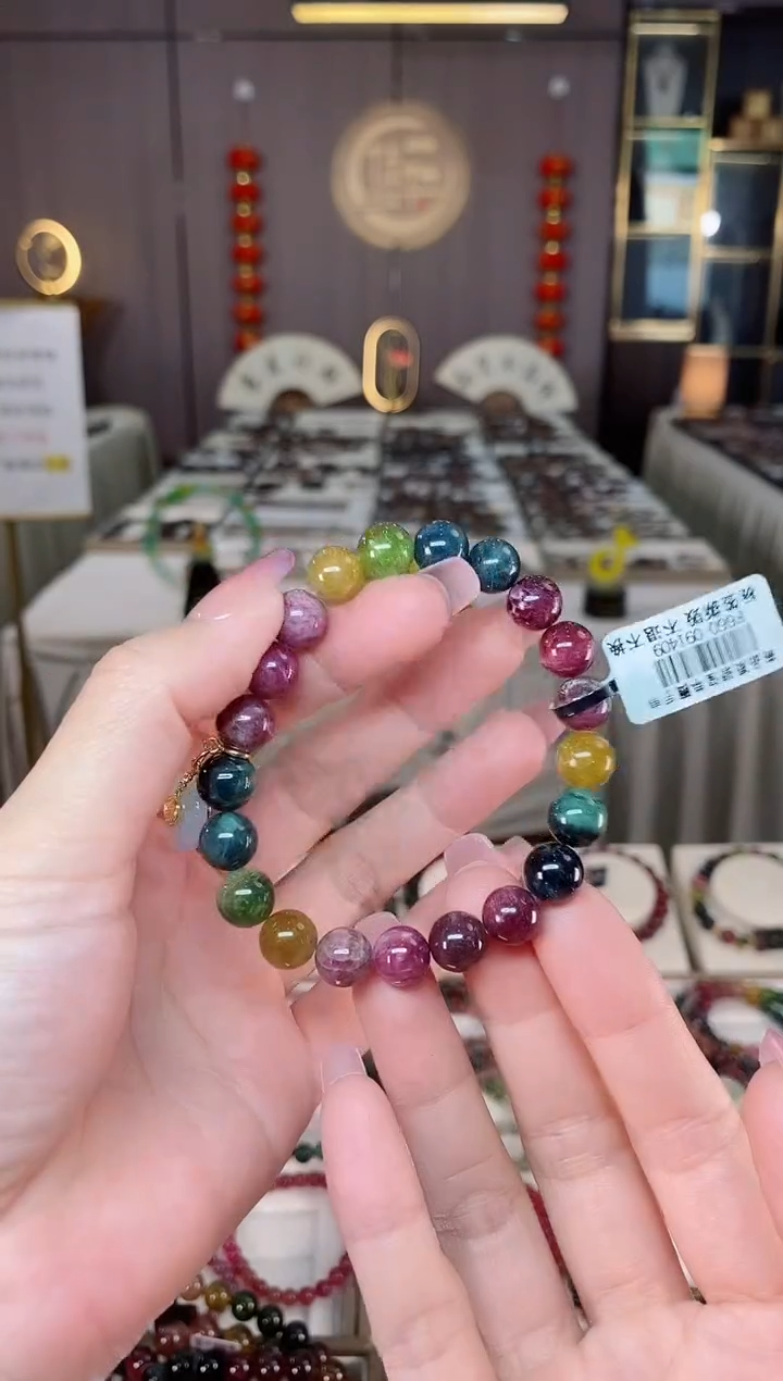 未镶嵌老矿碧玺单圈手串9mm+碧玺晓*hon多样性发货一条
