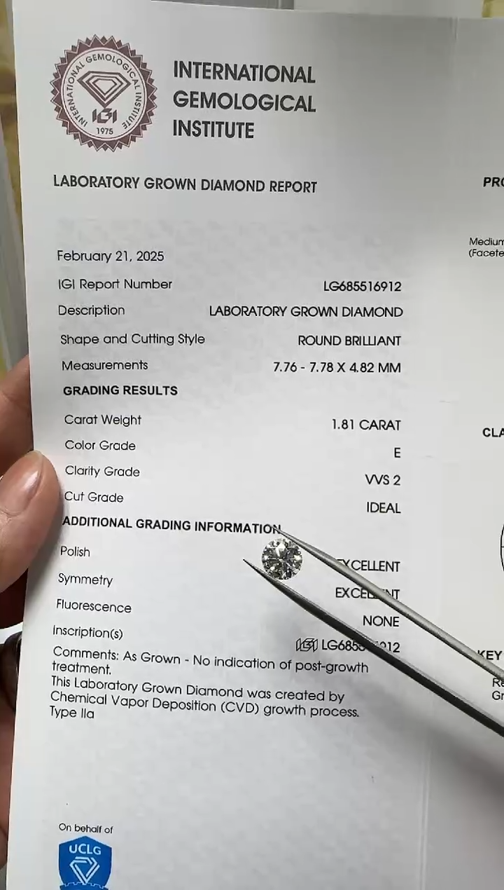 【闪购商品】实验室培育钻石未镶嵌圆钻裸石