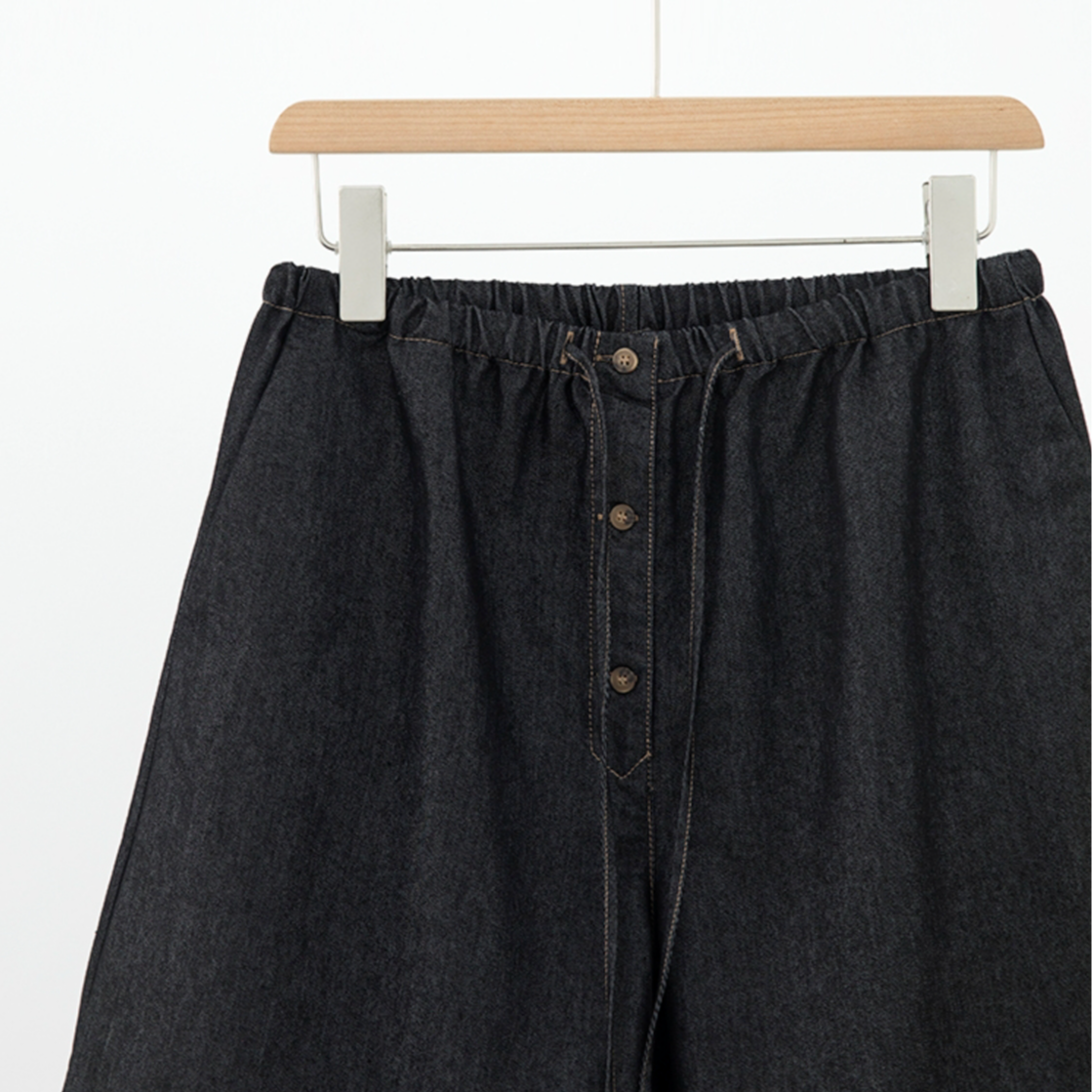 黑灰牛仔纽扣抽绳百搭休闲短裤NZK4C1123