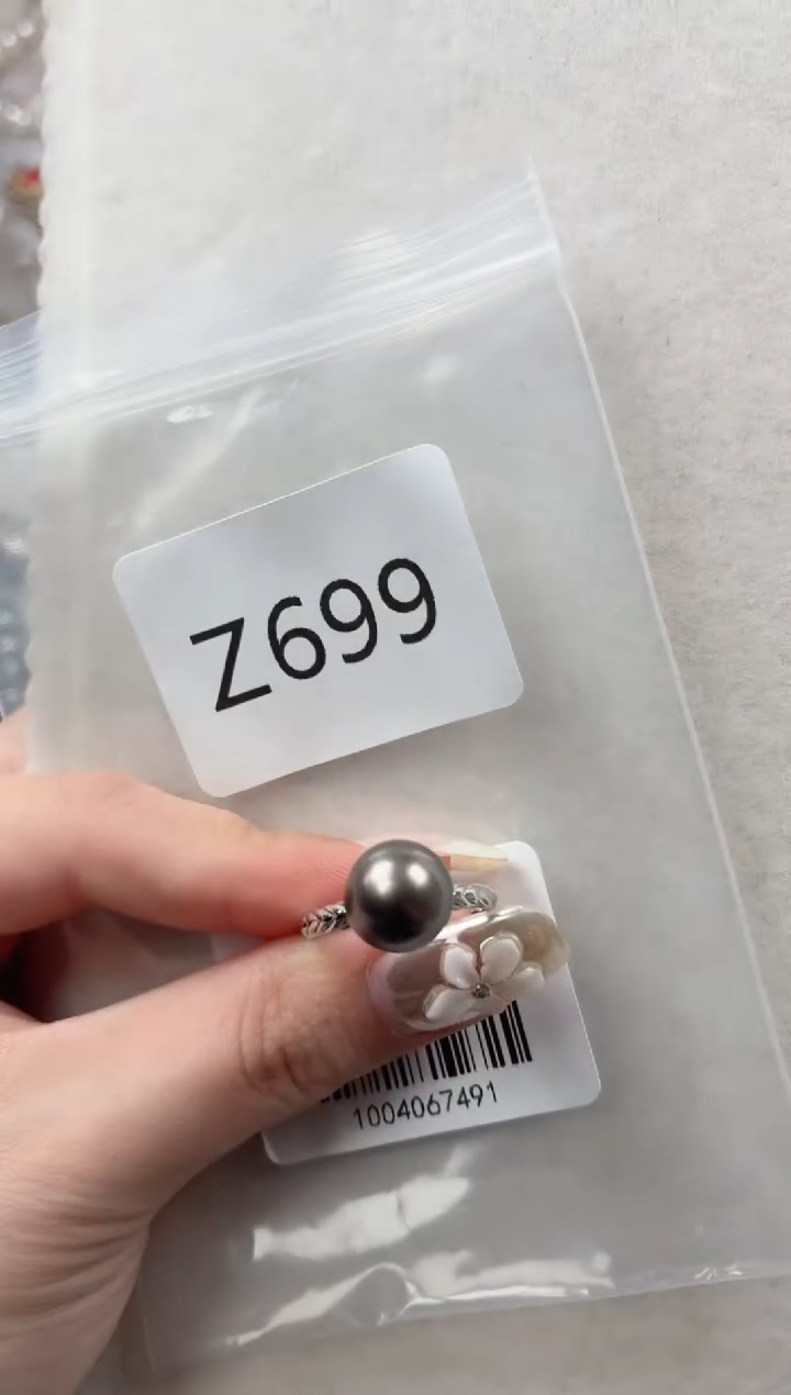 银S925镶嵌戒指海水珍珠Z699