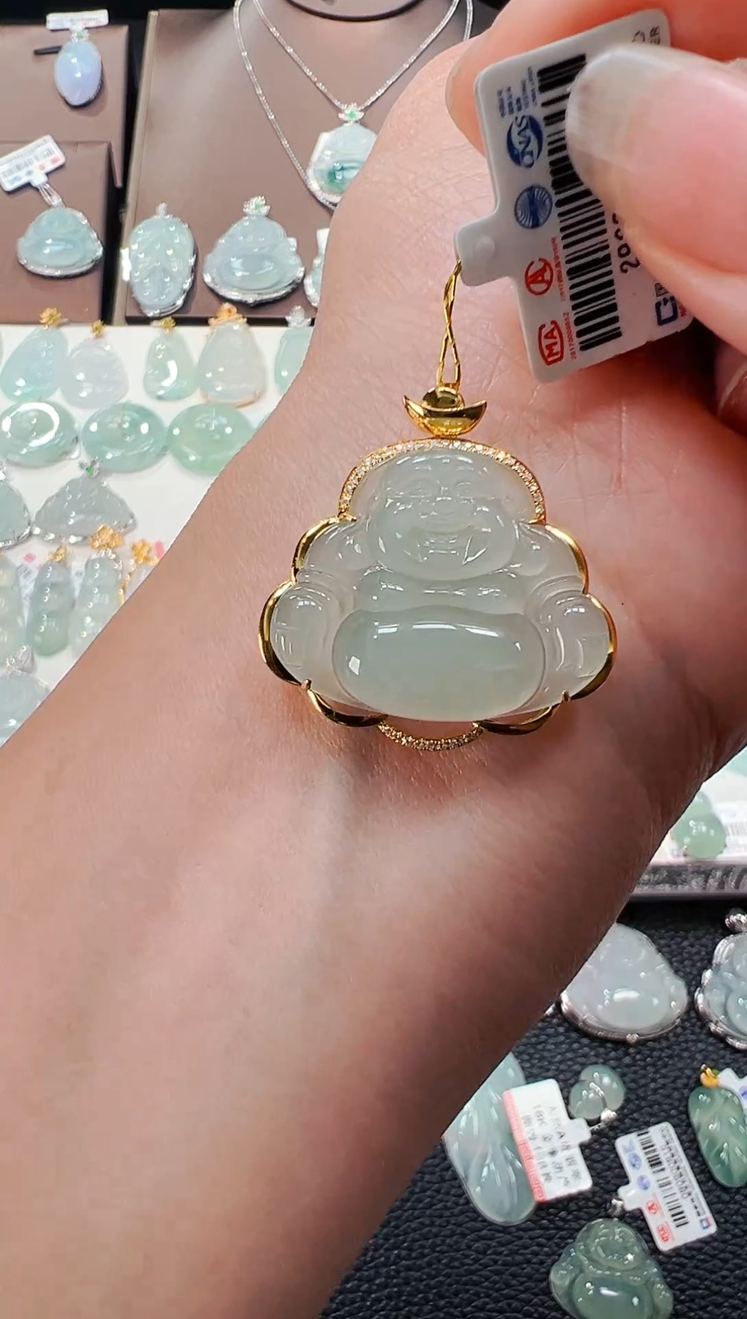 【闪购商品】翡翠颈饰18K金镶嵌佛公吊坠126