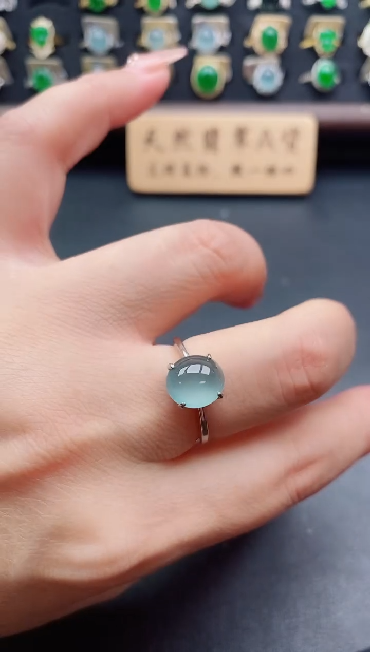 银S925镶嵌戒指翡翠1