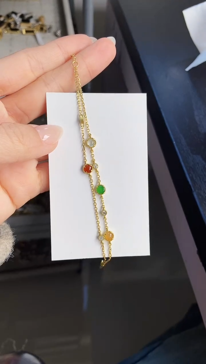 银S925镶嵌手链翡翠12