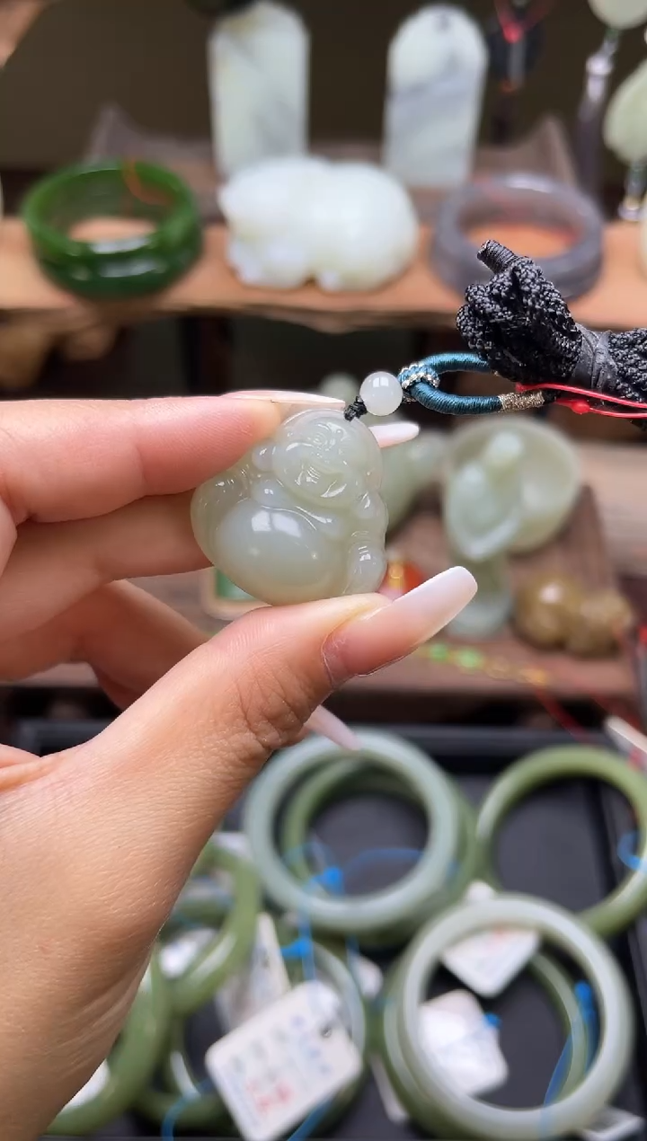 【闪购商品】和田玉吊坠未镶嵌且末青白佛公9004260