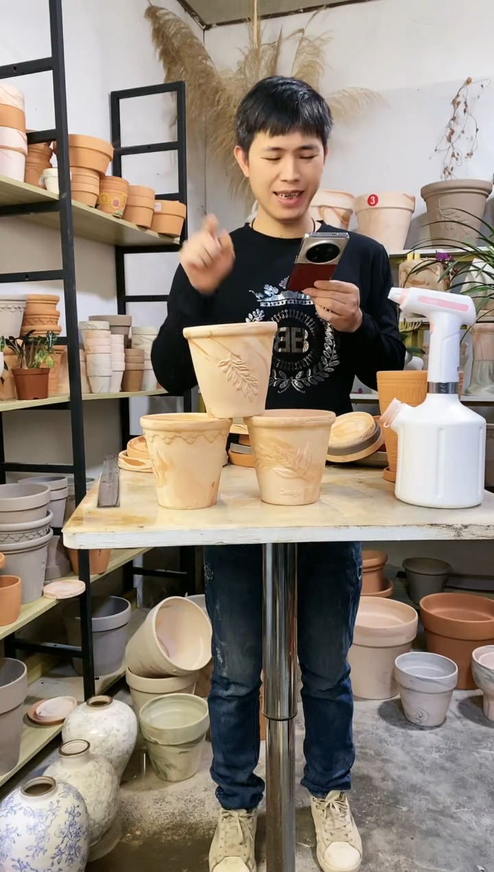 【闪购商品】陶13*13玛奇朵浮雕 3盆无托