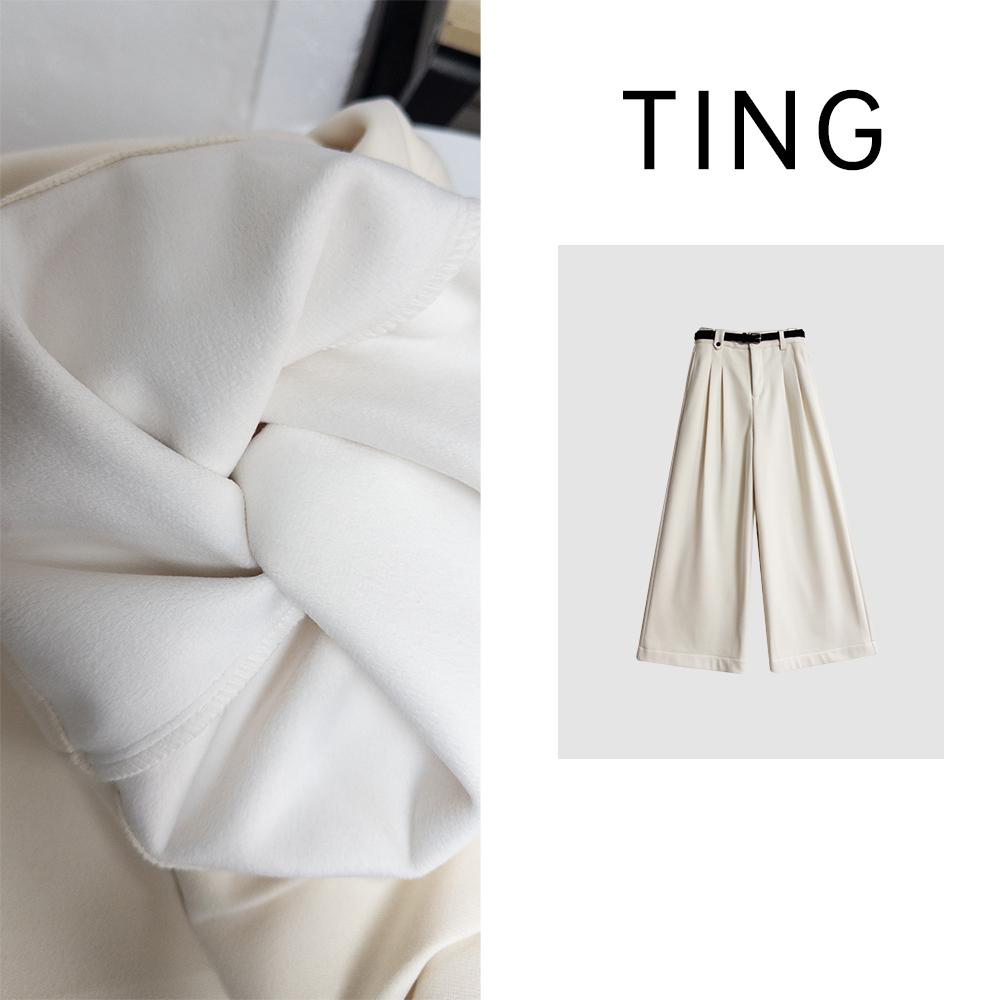 【百搭奶油】加绒加厚高腰百搭显瘦休闲阔腿裤69146