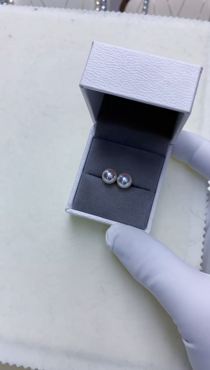 【闪购商品】海水珍珠饰品18K金镶嵌8.5-9素钉定制