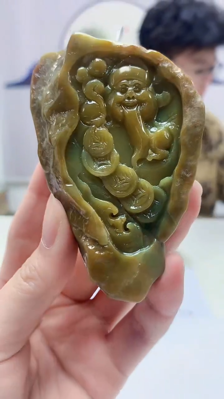 【闪购商品】定制翡翠未镶嵌4688zm-毛货挂件财神91