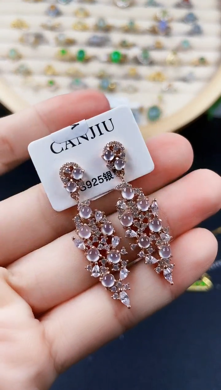 【闪购商品】翡翠耳饰银S925镶嵌24124244