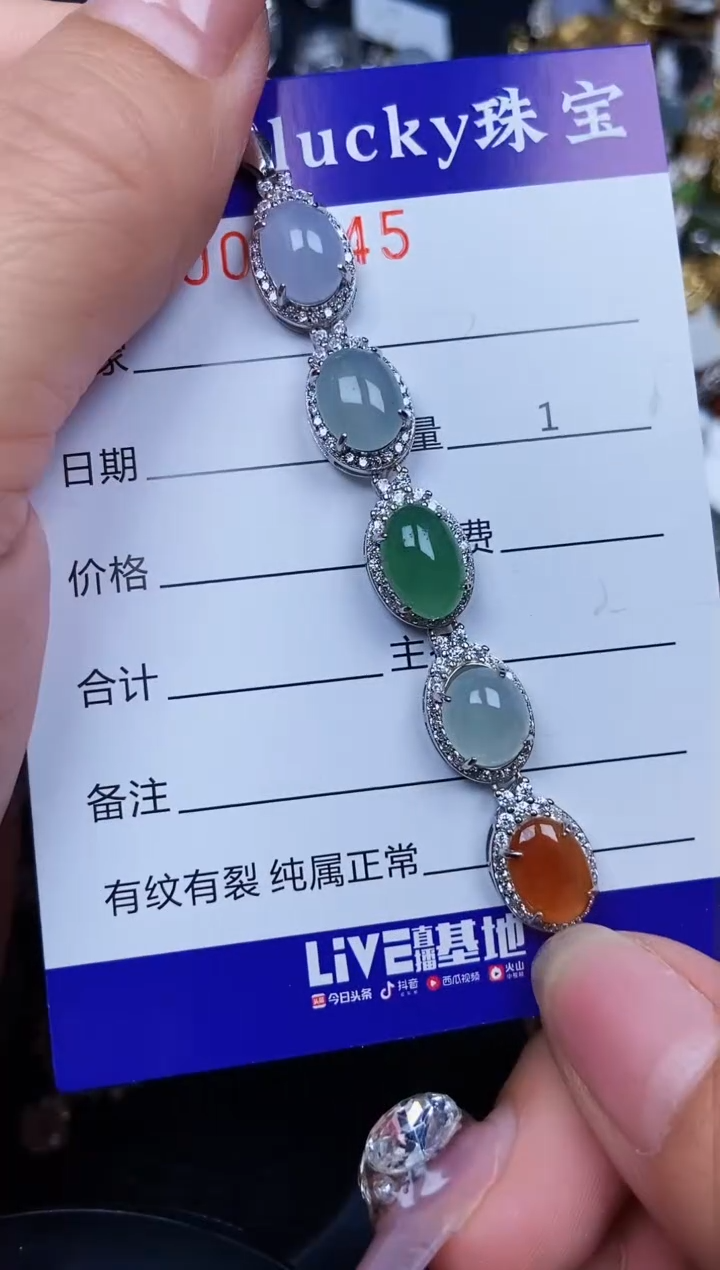 翡翠银S925镶嵌颈饰5845