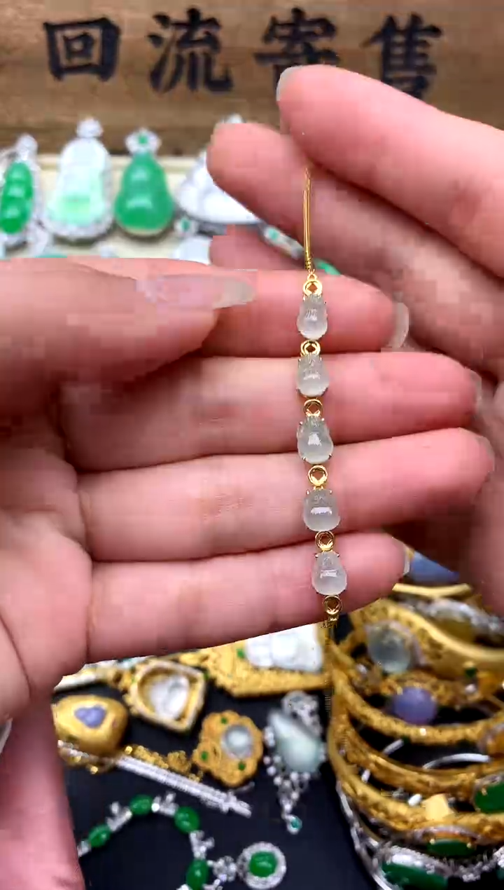 【闪购商品】翡翠手链18K金镶嵌342-中国好珍宝