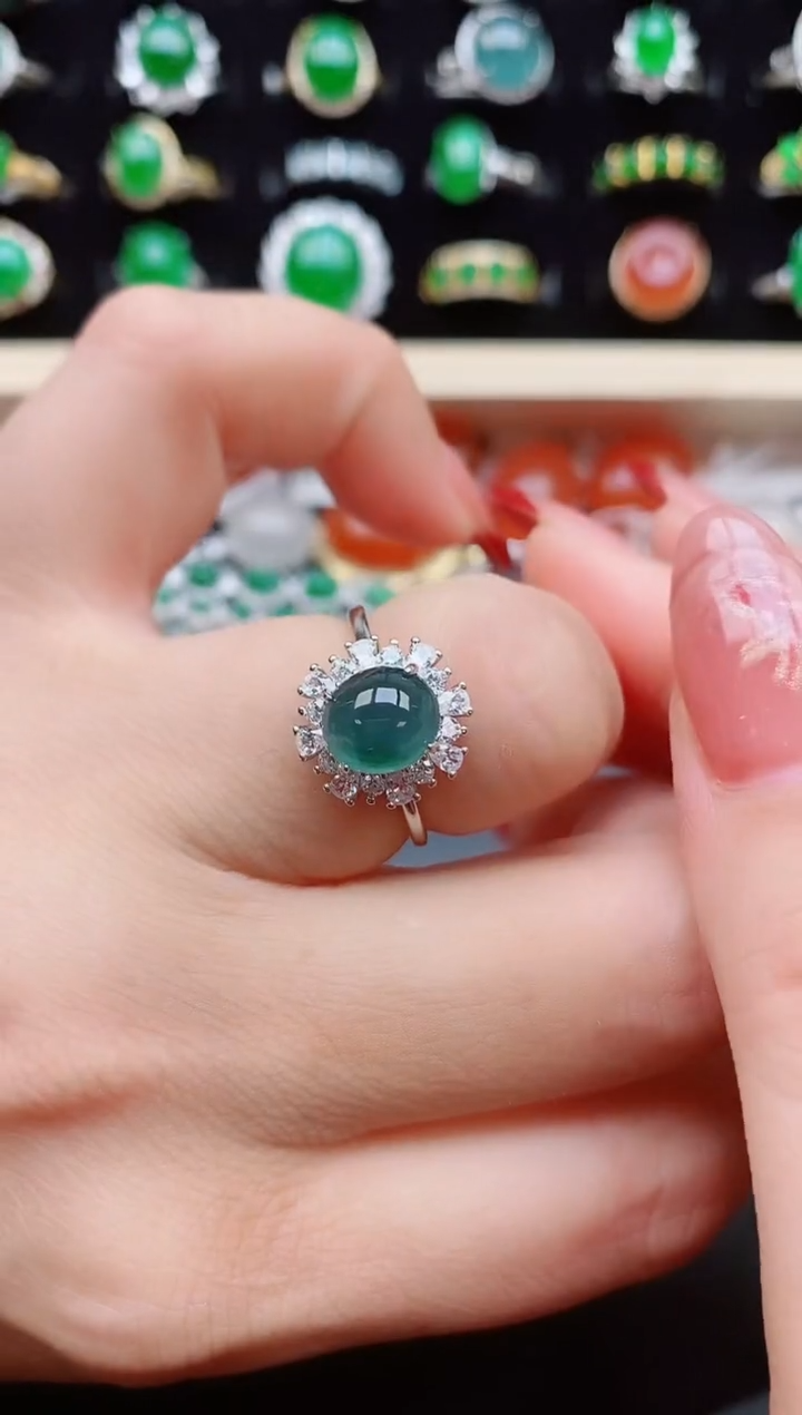 【闪购商品】翡翠戒指银S925镶嵌32132