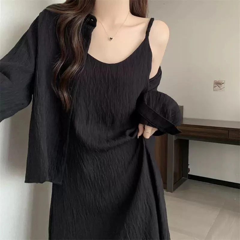 【亏本清货】吊带裙小黑裙连衣裙女新打底品质女装背心裙中长款2454