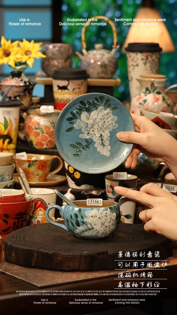 陶瓷景德镇高温釉下彩手工手绘款式@A1156@