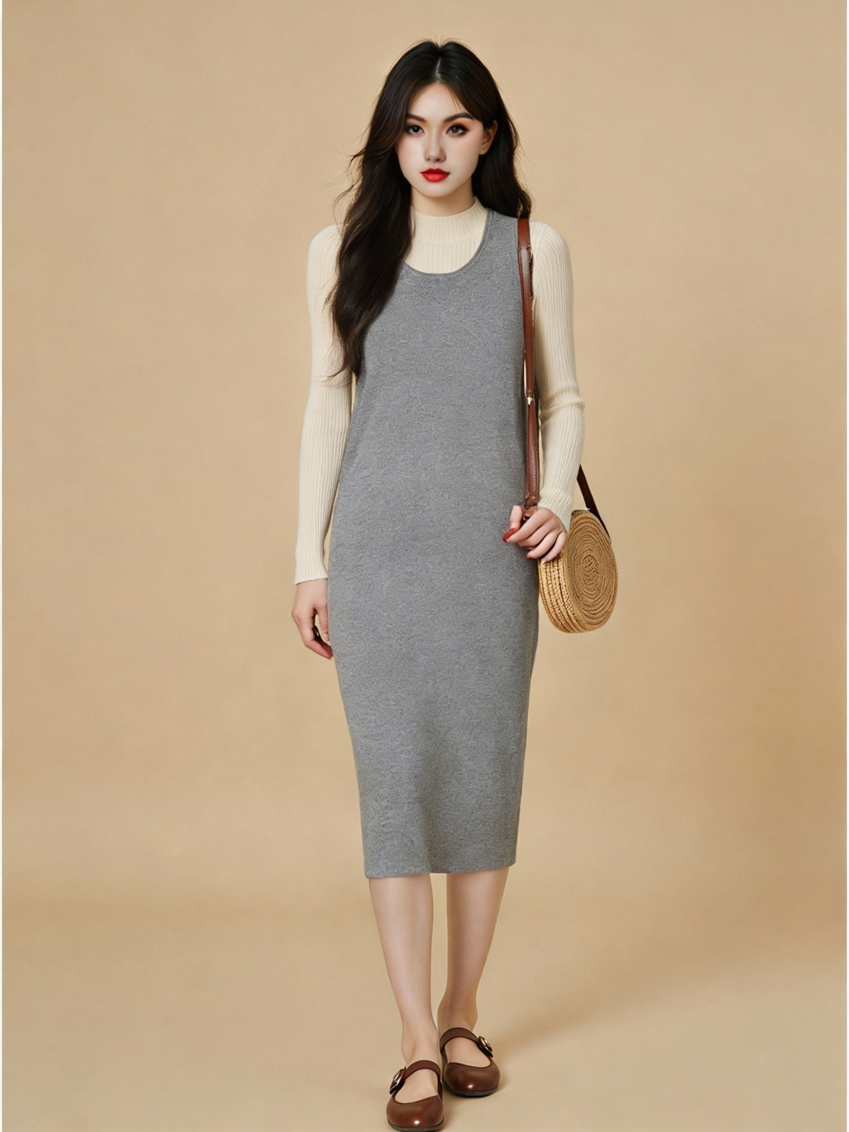 大码女装休闲百搭背心裙女连衣裙2025秋胖mm内搭打底针织裙
