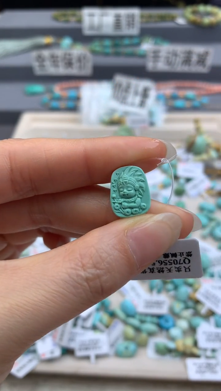 未镶嵌绿松石精工雕刻茜.F46