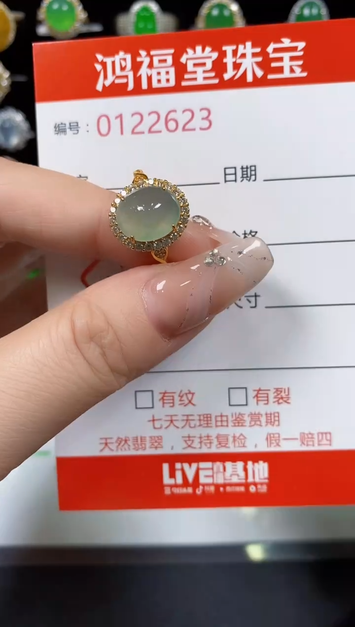 翡翠戒指银S925镶嵌2623