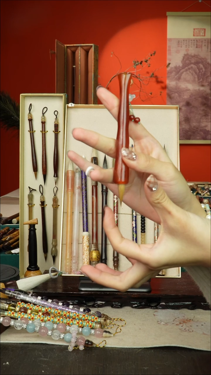 381号闪孤品高货毛笔链接 清水试笔 蘸墨不退