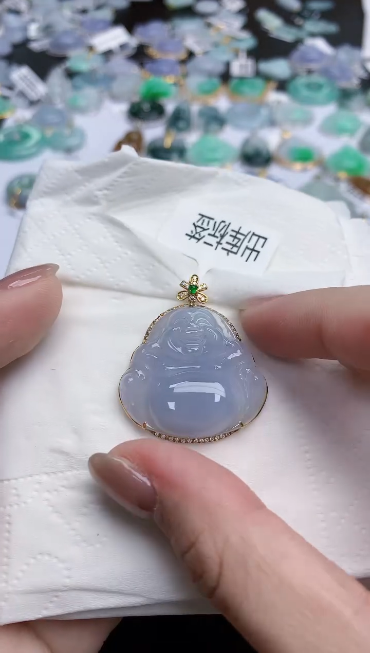 【闪购商品】翡翠颈饰18K金镶嵌天然缅甸翡翠A货