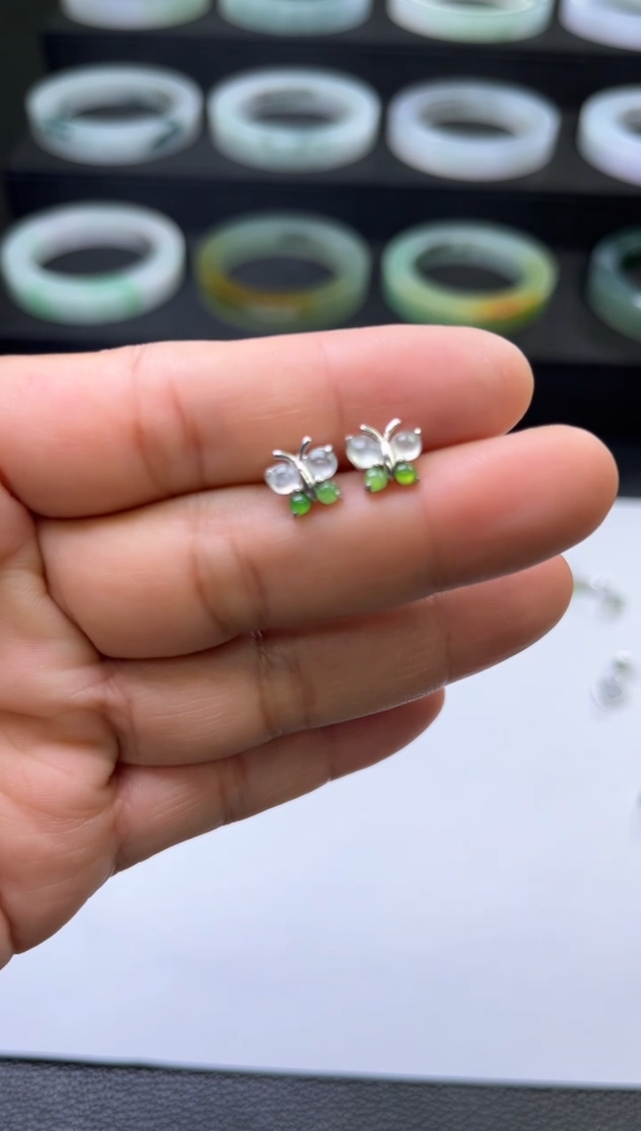 翡翠银S925镶嵌耳饰耳钉/多样性发一件