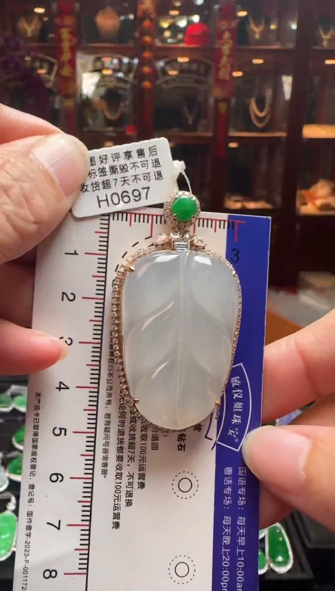 【闪购商品】翡翠颈饰18K金镶嵌H0697大冰叶子