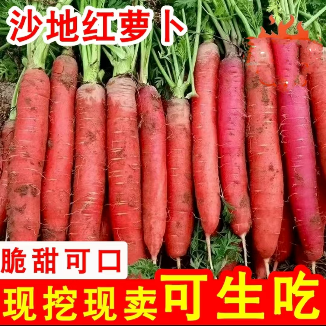 5斤净重(不是胡萝卜)陕西沙地透心红水果红萝卜脆甜带泥新鲜蔬菜