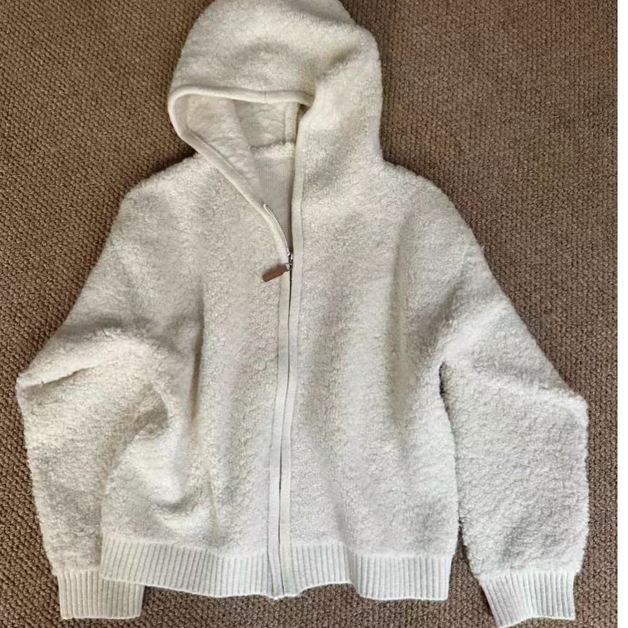 新秋冬季纯色保暖女开衫慵懒高级感连帽毛衣针织软糯温柔N8ZY1293