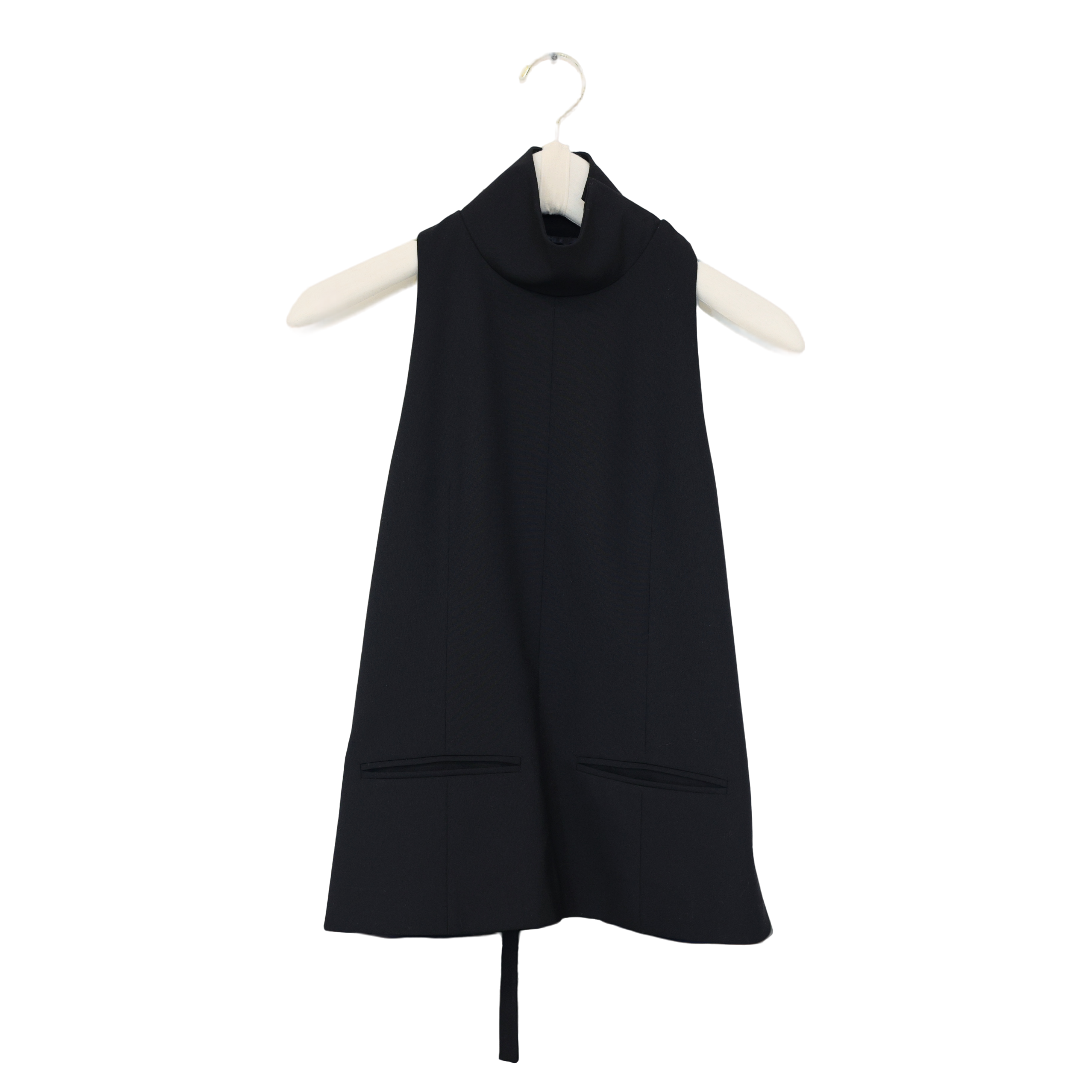 2601005【壁虎姐】GECKO秋冬新款黑色无袖厚款高领收腰无袖立领背心