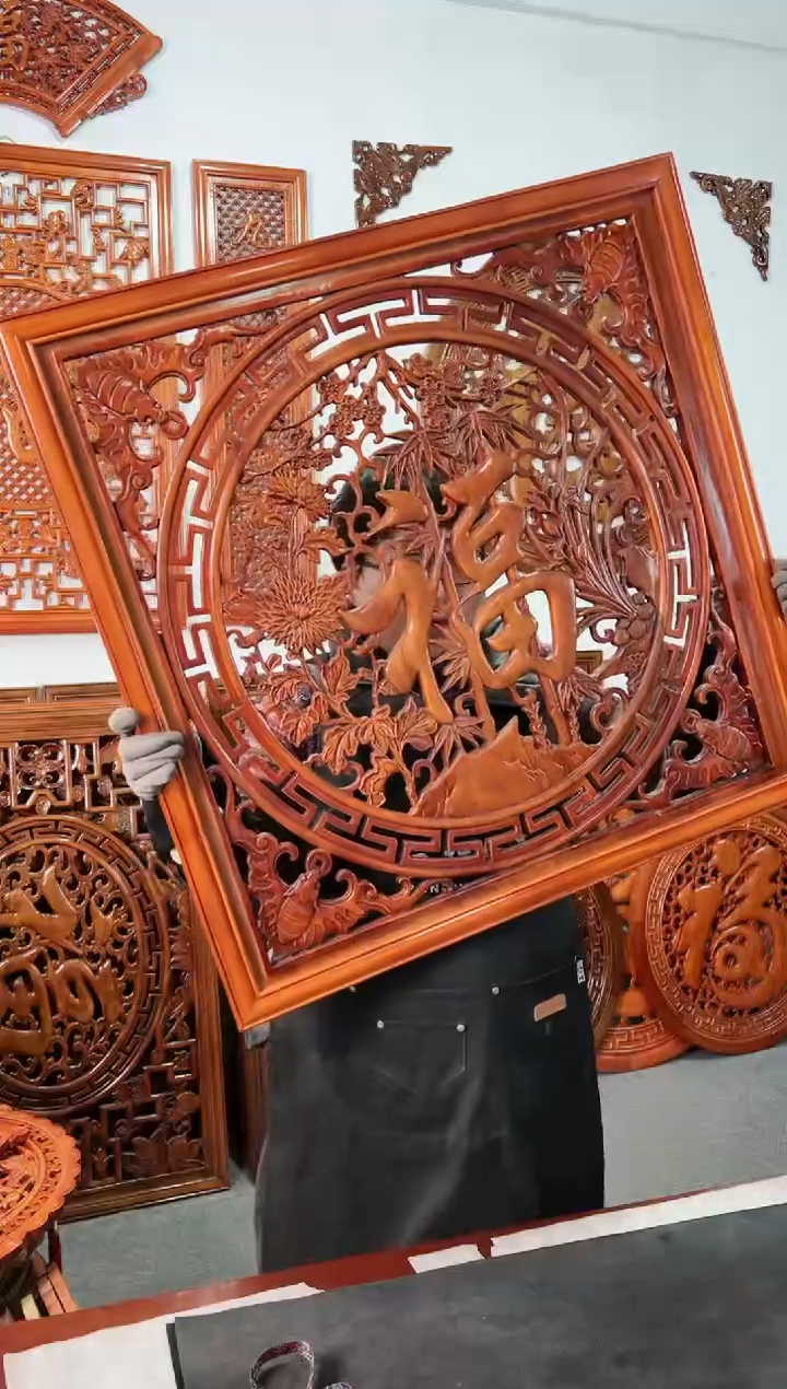 【闪购商品】香樟木木雕80*80  四季福