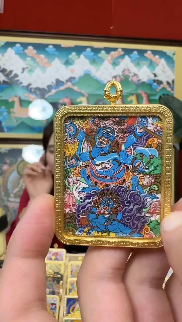 吊坠大黑-热贡纯手绘唐卡吊坠