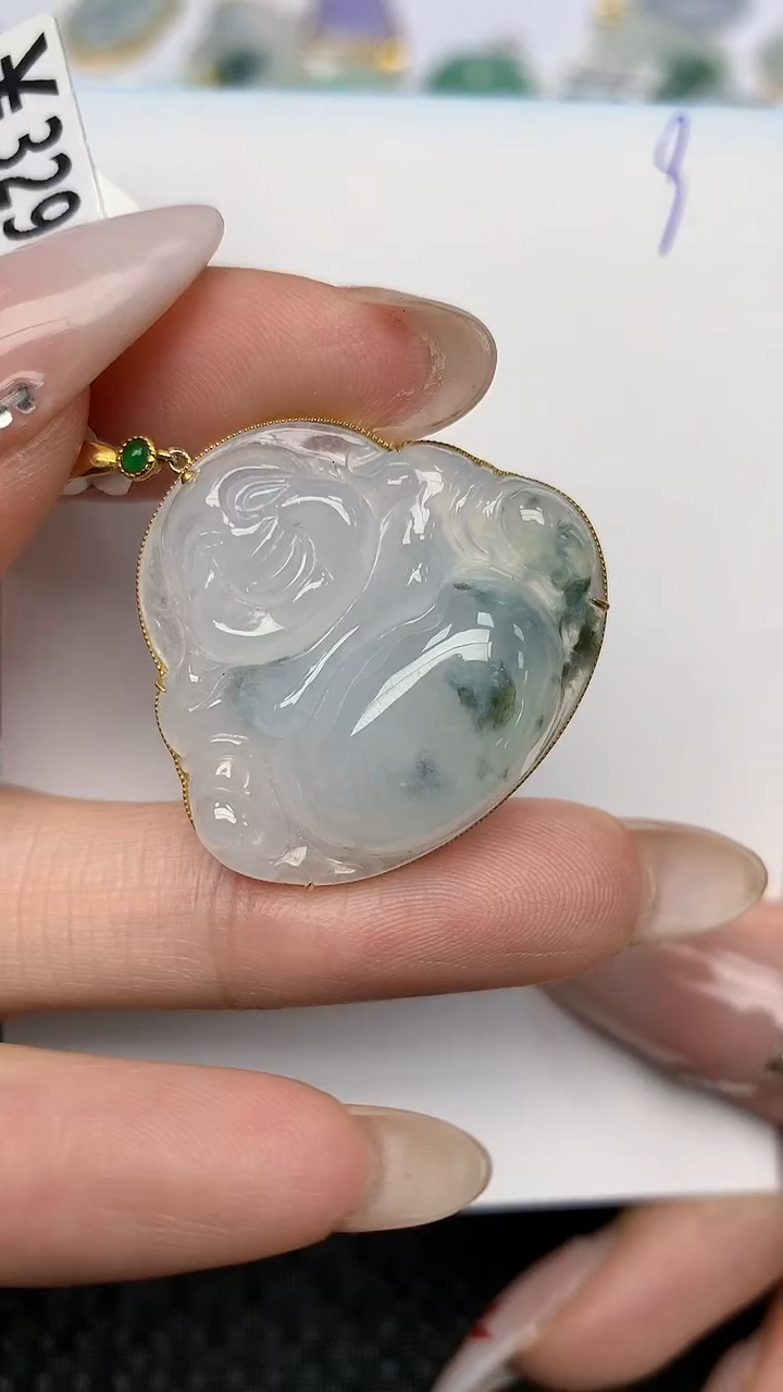 【闪购商品】翡翠颈饰18K金镶嵌天然翡翠A货