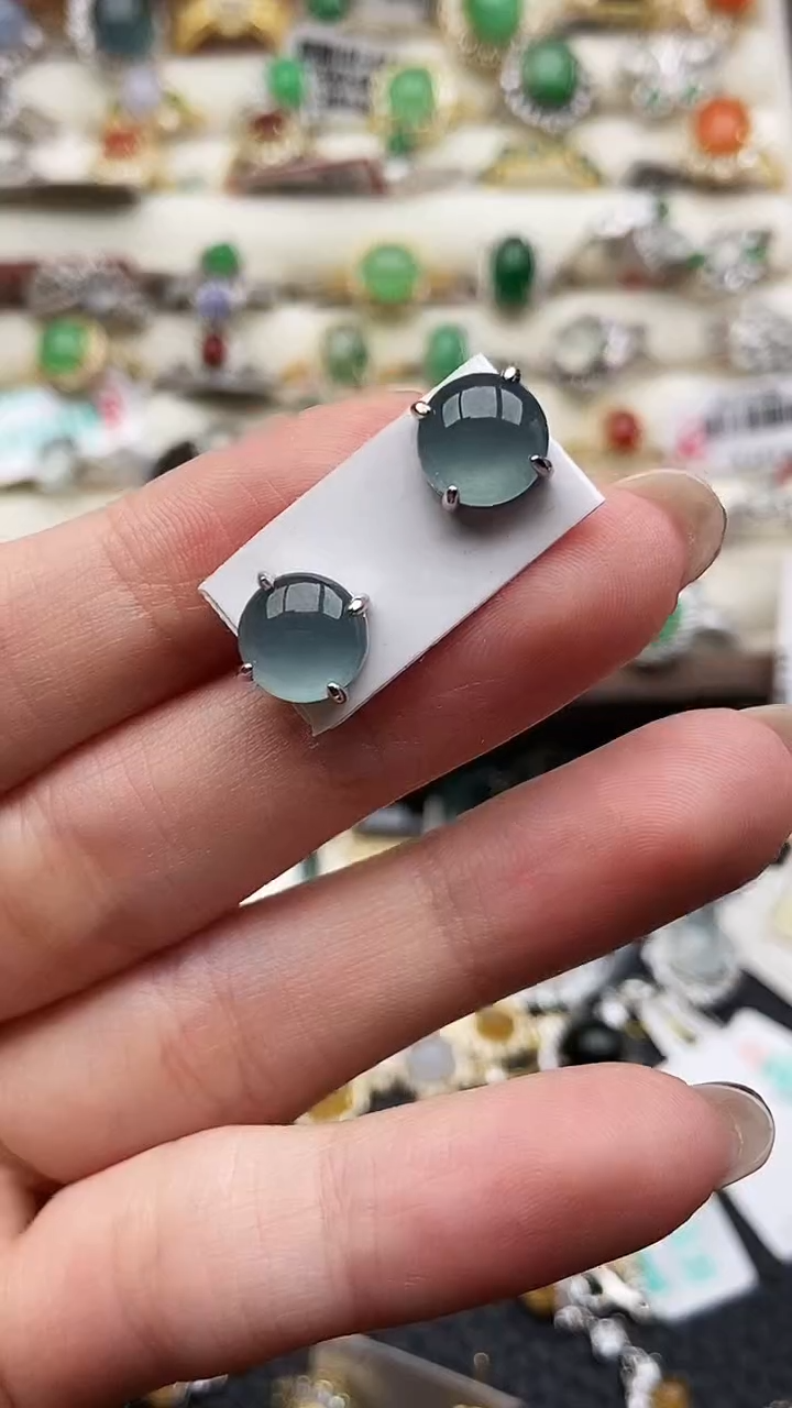 银S925镶嵌翡翠耳饰117