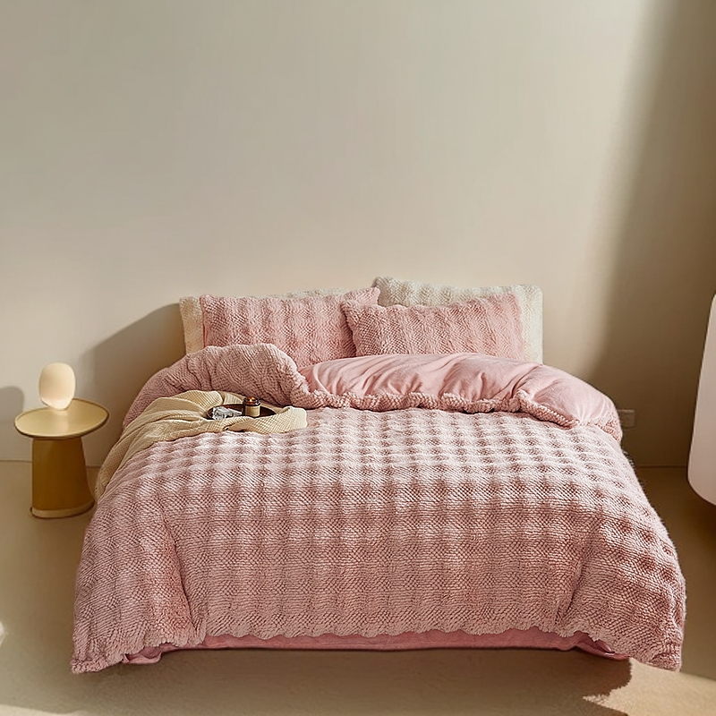 新款A类高克重提花全消光四件套-托卡系列纯色简约多功能双面加厚